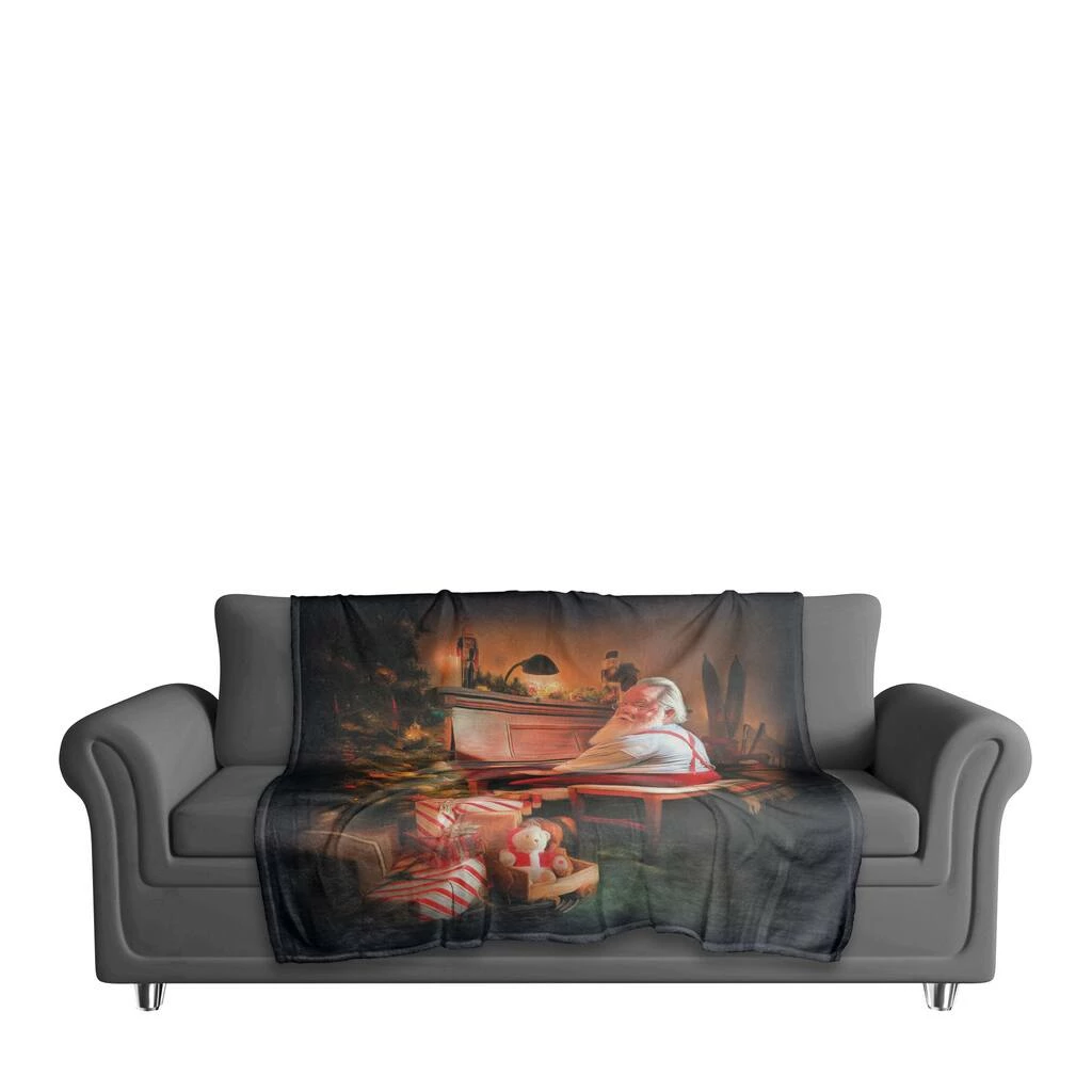 Cheapest ๐งจ Painted Santa On Piano 50x60 Coral Fleece Blanket by Designs Direct ๐ - Image 3