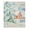 Brand new 🧨 Watercolor Winter Cabin 50x60 Coral Fleece Blanket by Designs Direct ✔️
