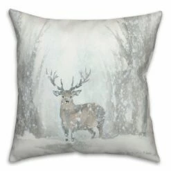 Best Sale ❤️ Deer In Winter 18x18 Throw Pillow by Designs Direct 🌟