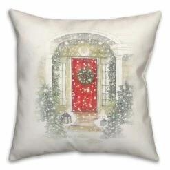 Best Pirce โจ Home For Holidays Door 18x18 Throw Pillow by Designs Direct ๐