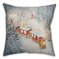 Discount 🎉 Train In The Snow 18x18 Throw Pillow by Designs Direct 🛒