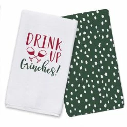 New 🥰 Drink Up Grinches Tea Towels - Set of 2 by Designs Direct ⭐