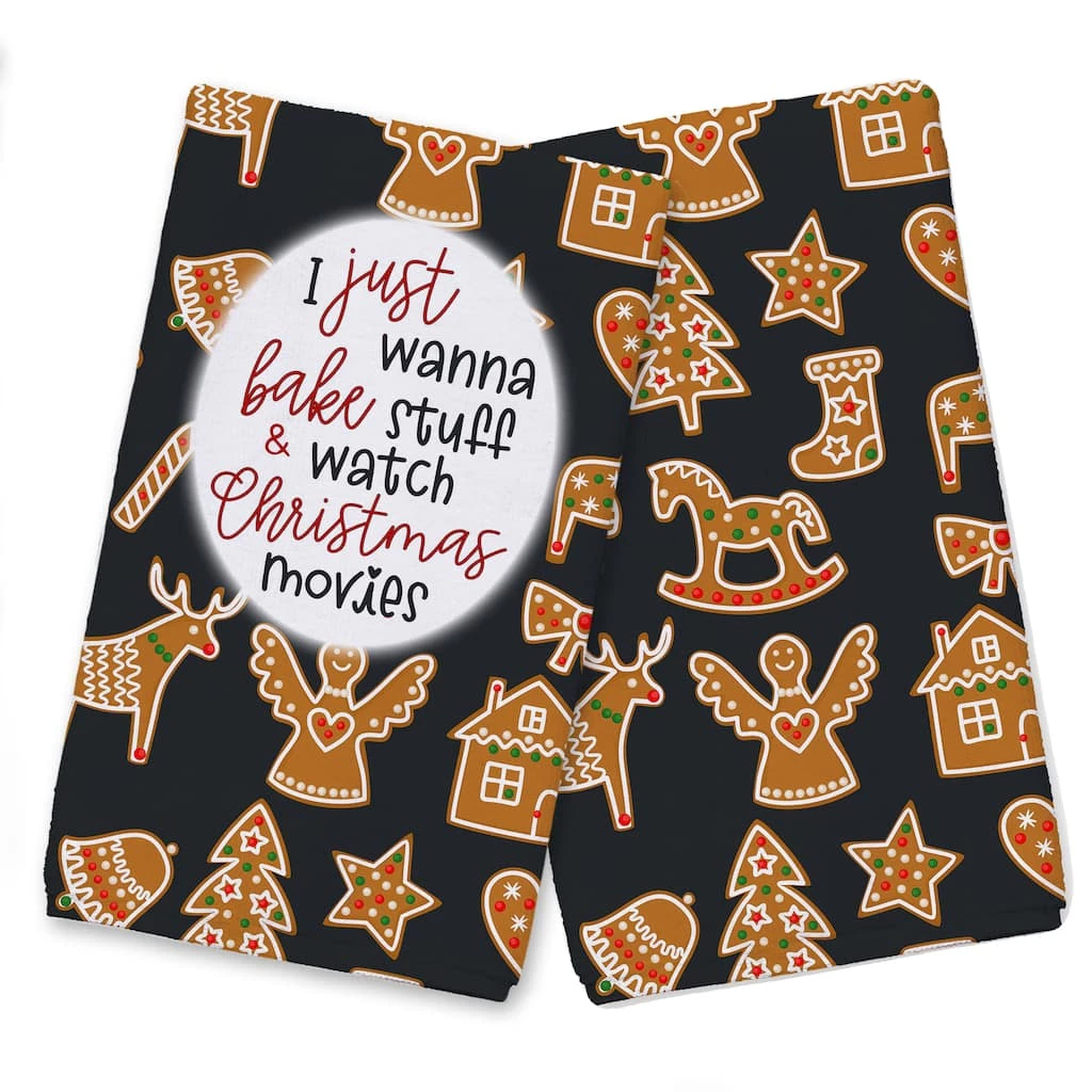 Cheapest ๐ Xmas Movies And Baking Cookie Tea Towels - Set of 2 by Designs Direct ๐งจ