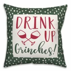 Outlet 👍 Drink Up Grinches Dots 18x18 Throw Pillow by Designs Direct 🛒