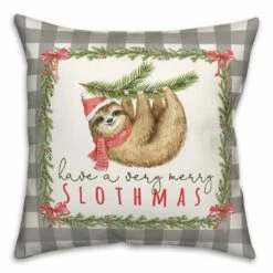 Cheapest ๐ Merry Slothmas 18x18 Throw Pillow by Designs Direct ๐ฅ