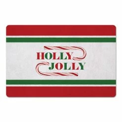 Budget ✔️ Holly Jolly 🍬 Candycane Green Red 27x18 Floor Mat by Designs Direct ✨