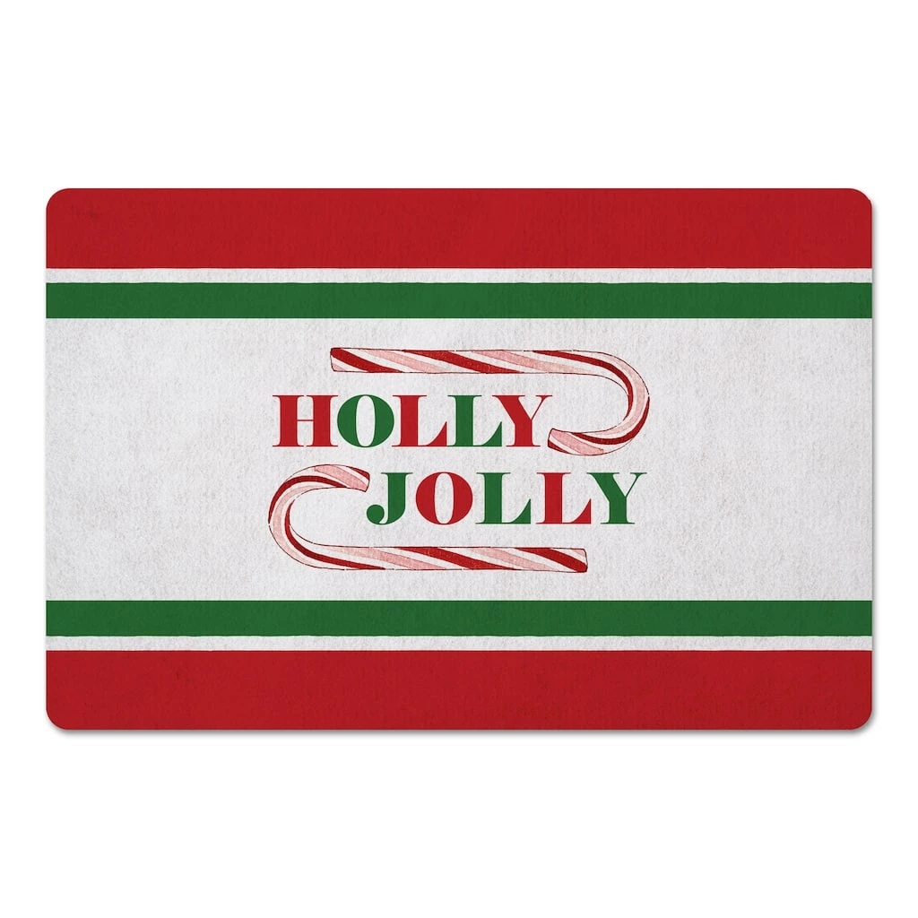 Budget ✔️ Holly Jolly 🍬 Candycane Green Red 27x18 Floor Mat by Designs Direct ✨