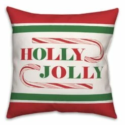 Buy 😉 Holly Jolly 🍬 Candy Cane 18x18 Throw Pillow by Designs Direct 🛒