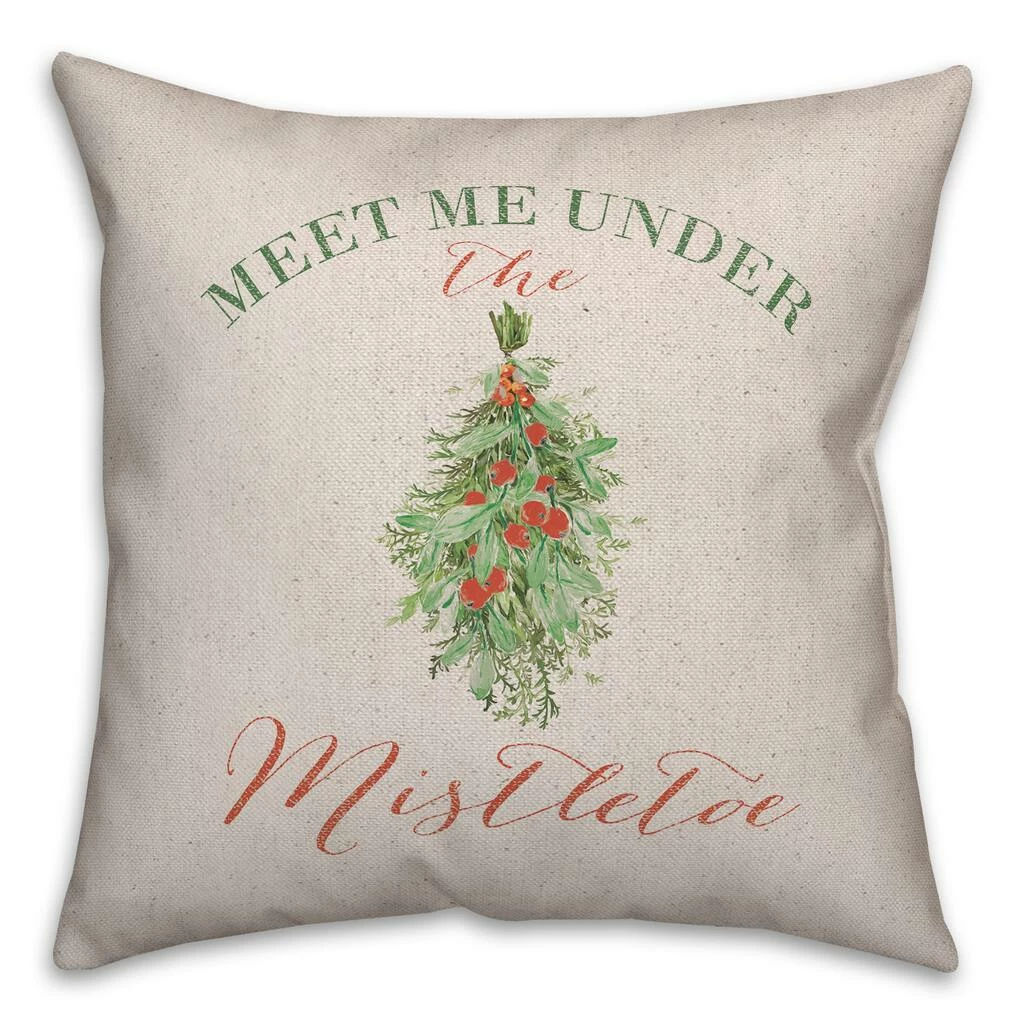 Discount 👏 Meet Under Mistletoe 18x18 Throw Pillow by Designs Direct 😉 - Image 2