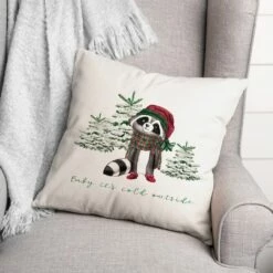Best reviews of 😉 Baby Cold Outside Raccoon 18x18 Throw Pillow by Designs Direct ⭐