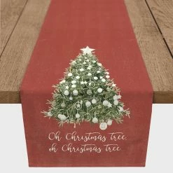 Brand new 🛒 72" Oh 🎁 Christmas Tree On Red Table Runner by Designs Direct 🧨