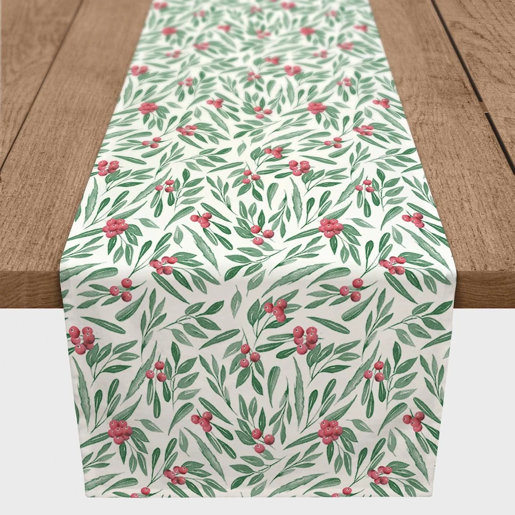 Promo ๐ฅฐ Holly Berries Poly Twill Table Runner by Designs Direct โ - Image 2