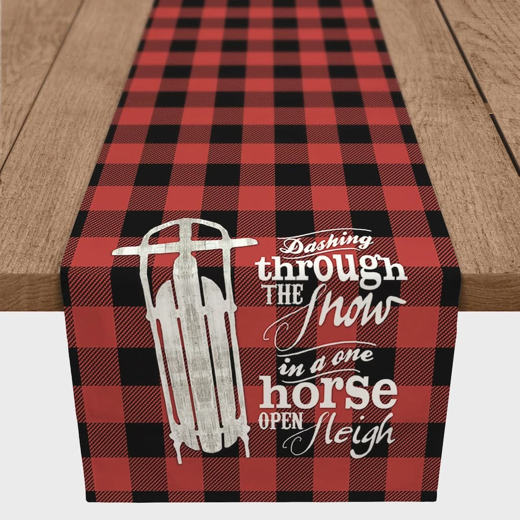New 😀 One Horse Open Sleigh Poly Twill Table Runner by Designs Direct ✔️ - Image 2