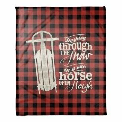 Discount 😉 One Horse Open Sleigh 50x60 Coral Fleece Blanket by Designs Direct 🎁