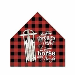 Discount 👍 One Horse Open Sleigh 17x17 House Shaped Canvas by Designs Direct 🥰