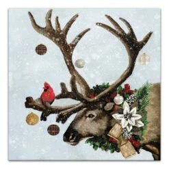 Budget 🥰 Festive Reindeer 24x24 Canvas Wall Art by Designs Direct 💯