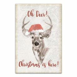 Buy ⭐ Oh Deer 🎄 Christmas Here Canvas Wall Art by Designs Direct 🥰