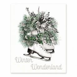 Outlet 🧨 Skates Wreath Winter Wonderland 8x10 Tabletop Canvas by Designs Direct 🔔
