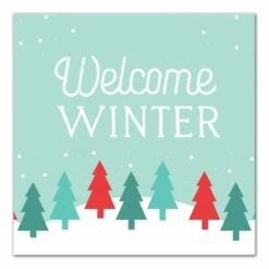 Deals 🥰 Welcome Winter Retro Forest 12x12 Canvas Wall Art by Designs Direct 🤩
