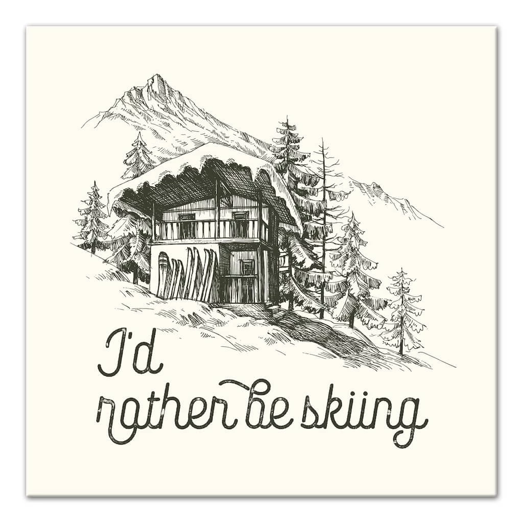 Promo π Rather Be Skiing Cabin 12x12 Canvas Wall Art by Designs Direct β