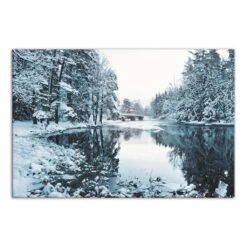 Hot Sale ๐ Snowy Park Lake Pine Trees 36x24 Canvas Wall Art by Designs Direct โญ