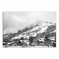 Brand new 🌟 Grayscale Mountain Homes 36x24 Canvas Wall Art by Designs Direct 🎁