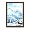 Discount 👏 Snowy Cabin Watercolor Black Framed Print Under Plexiglass by Designs Direct 😉