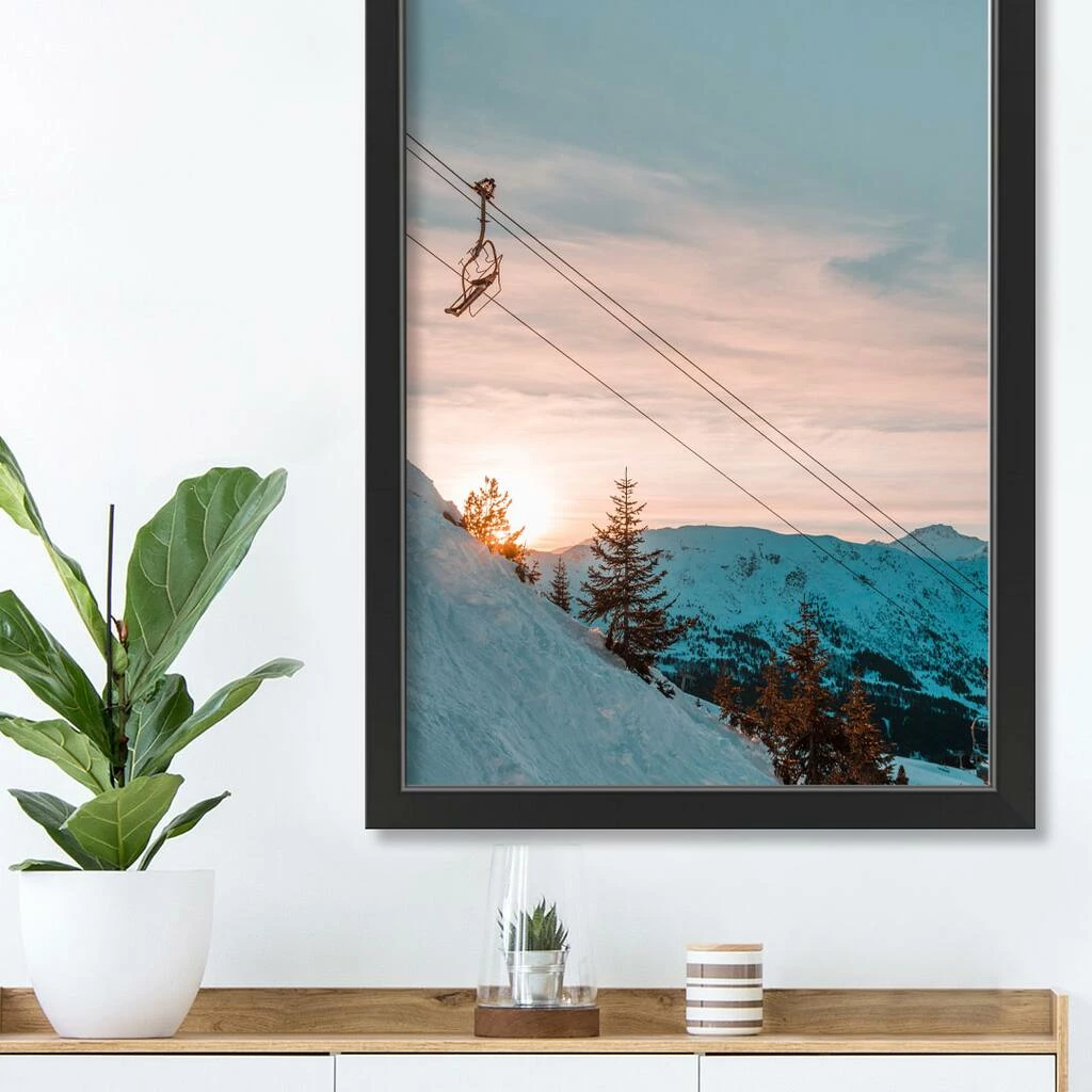 Hot Sale 𧨠Unsplash Ski Lift Sunset Slopes Black Framed Print Under Plexiglass by Designs Direct π - Image 3