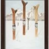 New 🎁 Painted Skis In Snow Black Framed Print Under Plexiglass by Designs Direct 🎁
