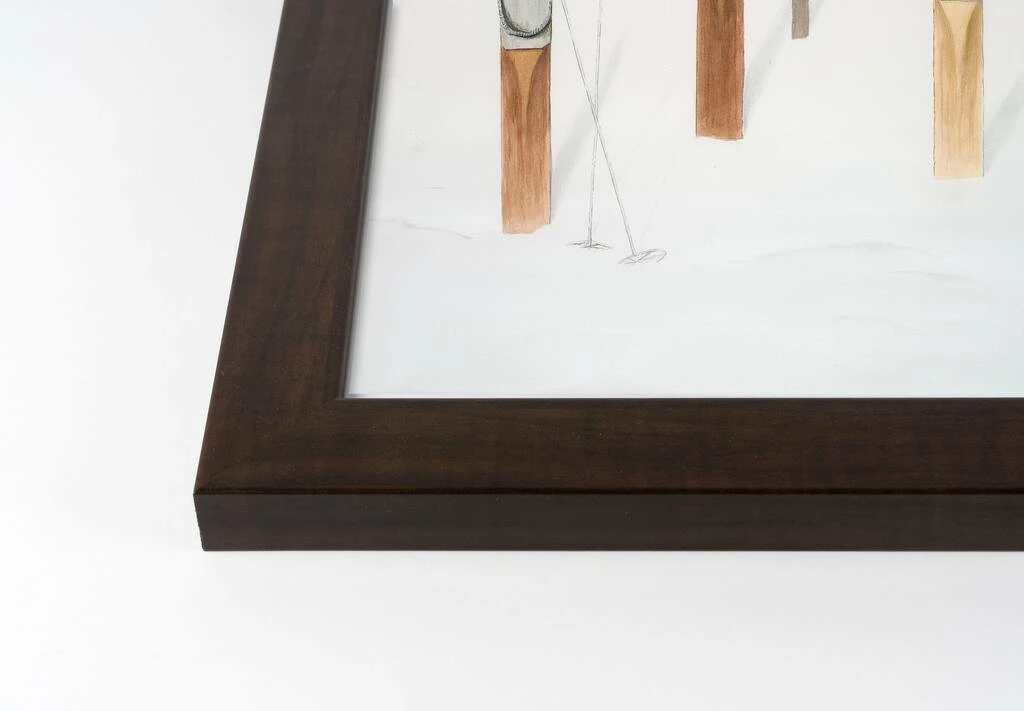 New π Painted Skis In Snow Black Framed Print Under Plexiglass by Designs Direct π - Image 2