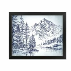 Best Sale 🤩 20" Mountain Forest Drawing Framed Wall Art by Designs Direct 🎉