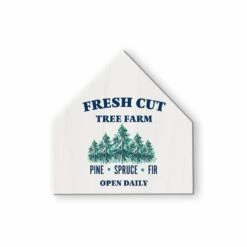 Budget 🔥 Fresh Cut Tree Farm 17x17 House Shaped Canvas by Designs Direct ✔️