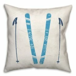 Outlet ⌛ Let It Snow Skis 18x18 Throw Pillow by Designs Direct 🛒