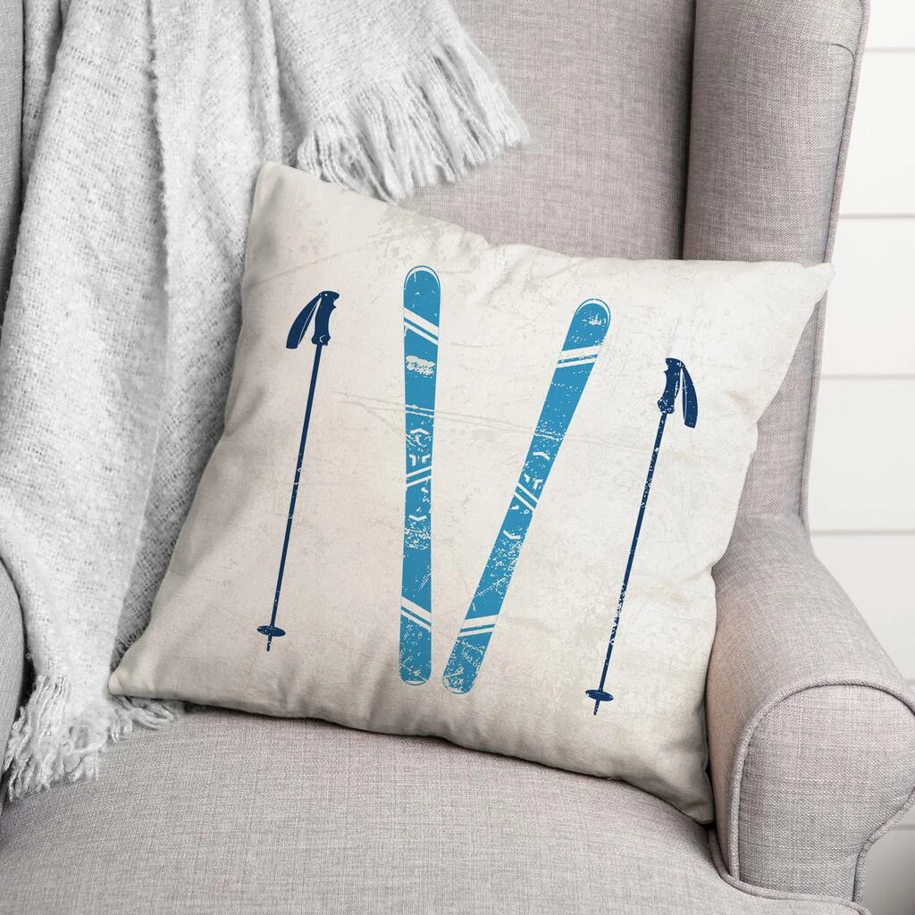 Outlet ⌛ Let It Snow Skis 18x18 Throw Pillow by Designs Direct 🛒 - Image 3