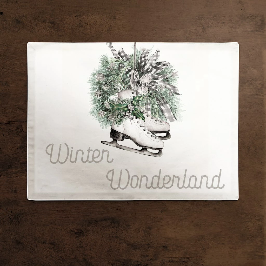 Cheap 😀 Wreath Winter Wonderland 18x14 Poly Twill Placemat by Designs Direct 🔔 - Image 2