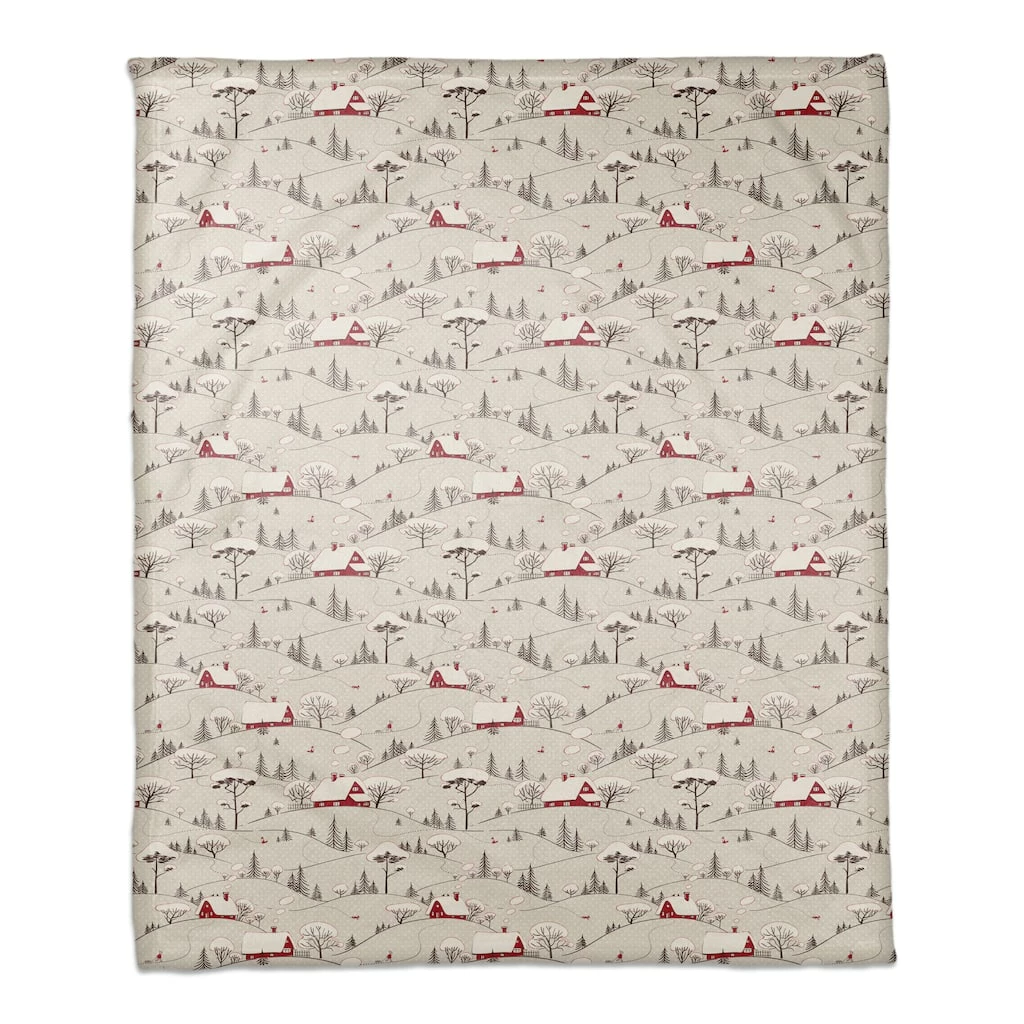 New 🛒 Snowy Village 50x60 Coral Fleece Blanket by Designs Direct 🎉
