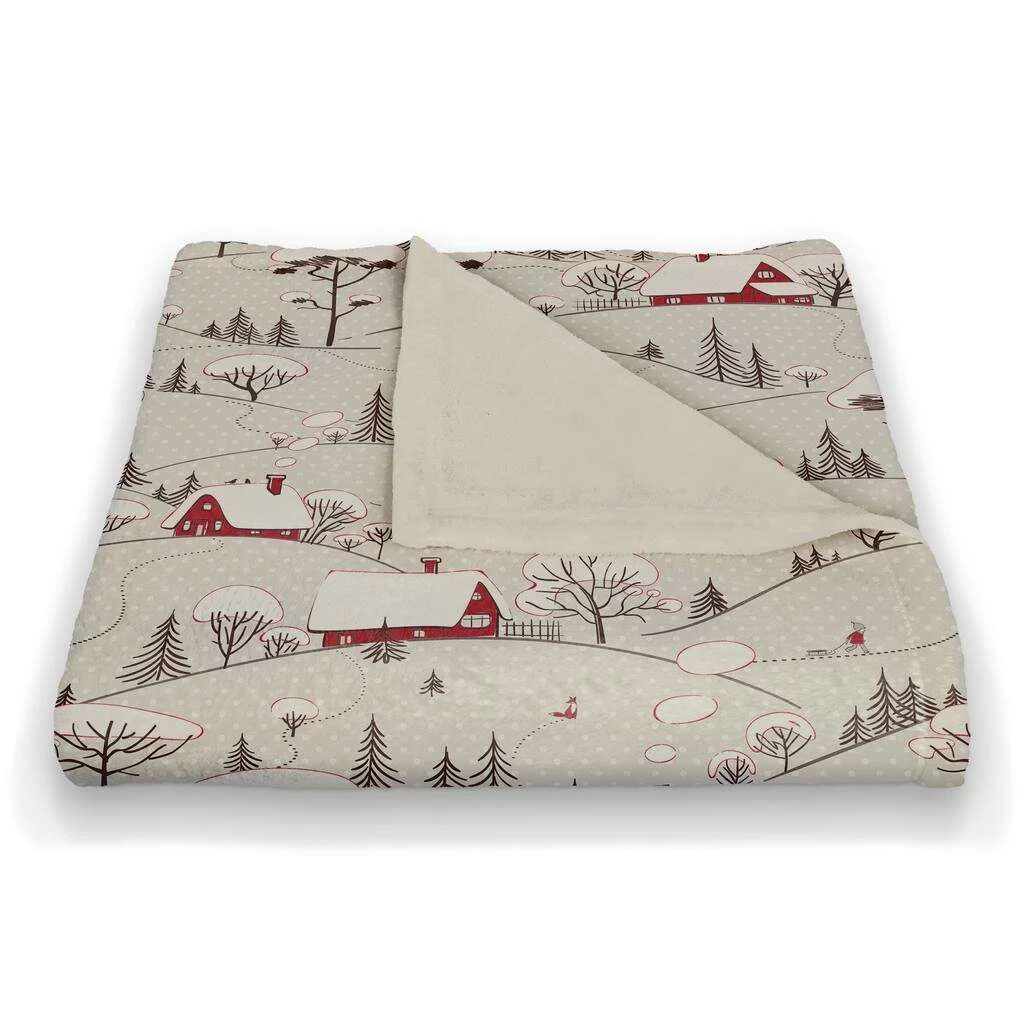 New 🛒 Snowy Village 50x60 Coral Fleece Blanket by Designs Direct 🎉 - Image 2