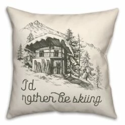 Flash Sale โจ Rather Be Skiing Cabin 18x18 Throw Pillow by Designs Direct ๐