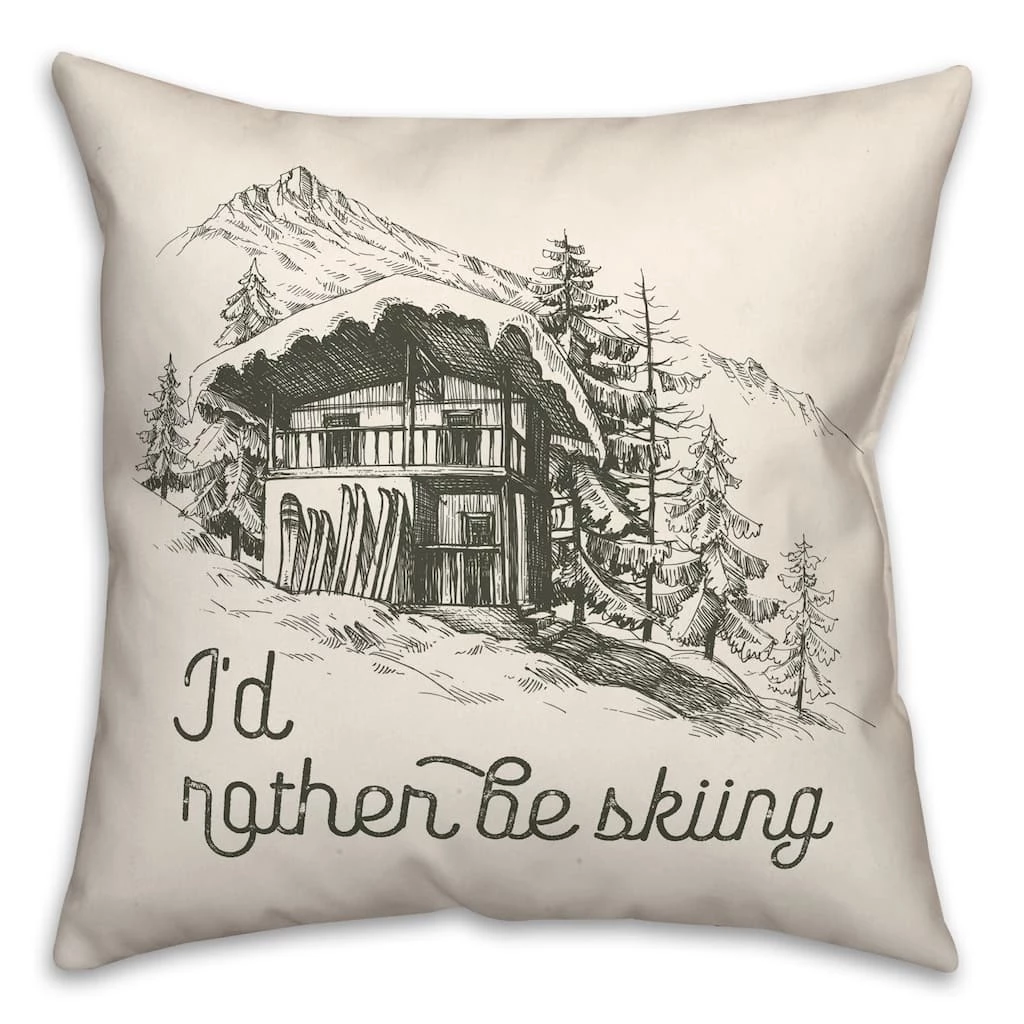 Flash Sale ✨ Rather Be Skiing Cabin 18x18 Throw Pillow by Designs Direct 👍