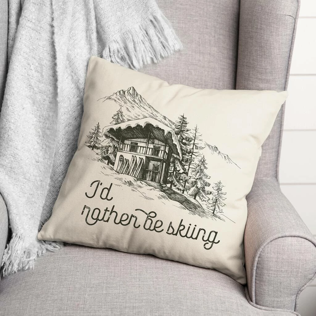 Flash Sale ✨ Rather Be Skiing Cabin 18x18 Throw Pillow by Designs Direct 👍 - Image 2
