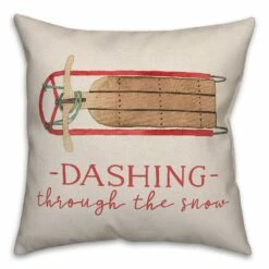 Top 10 ⌛ Dashing Snow Sled 18x18 Throw Pillow by Designs Direct ✨