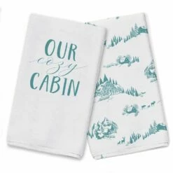 Coupon ❤️ Snowy Town Teal Tea Towels - Set of 2 by Designs Direct 😍