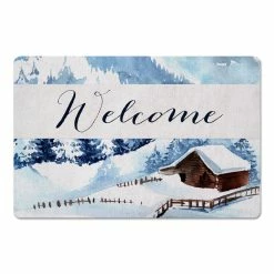 New 😉 Welcome Snowy Cabin 27x18 Floor Mat by Designs Direct 💯