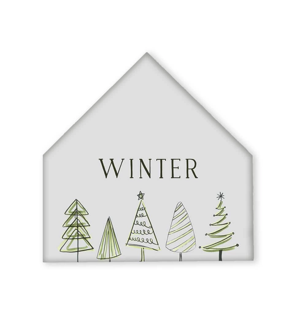 New π Tree Doodle Winter 12x12 House Shaped Canvas by Designs Direct π
