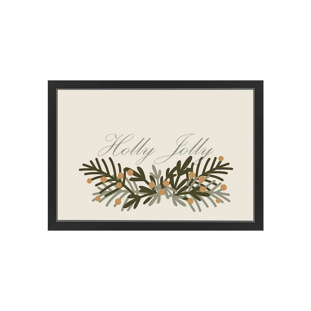 New ๐ 30" Holly Jolly Greenery Black Framed Print Wall Art by Designs Direct โค๏ธ