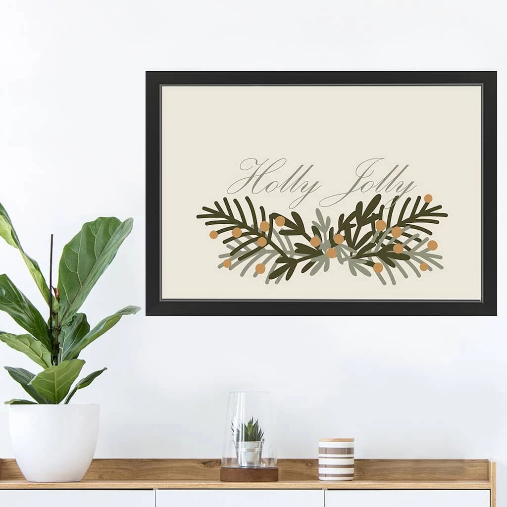 New ๐ 30" Holly Jolly Greenery Black Framed Print Wall Art by Designs Direct โค๏ธ - Image 2