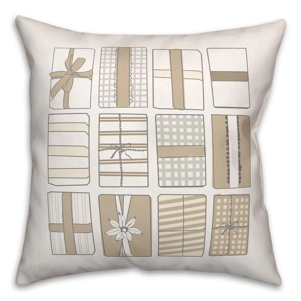 Coupon ⌛ Neutral Gift Boxes 18x18 Throw Pillow by Designs Direct 😀