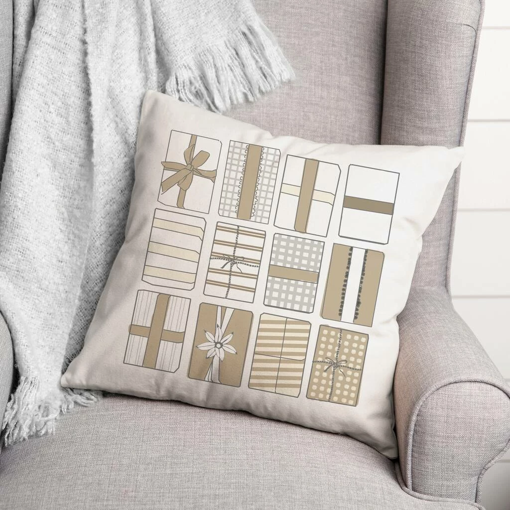 Coupon ⌛ Neutral Gift Boxes 18x18 Throw Pillow by Designs Direct 😀 - Image 2