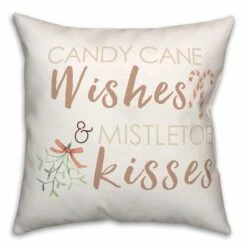 Cheap ⭐ Candycane Wishes Kisses 18x18 Throw Pillow by Designs Direct 🎉