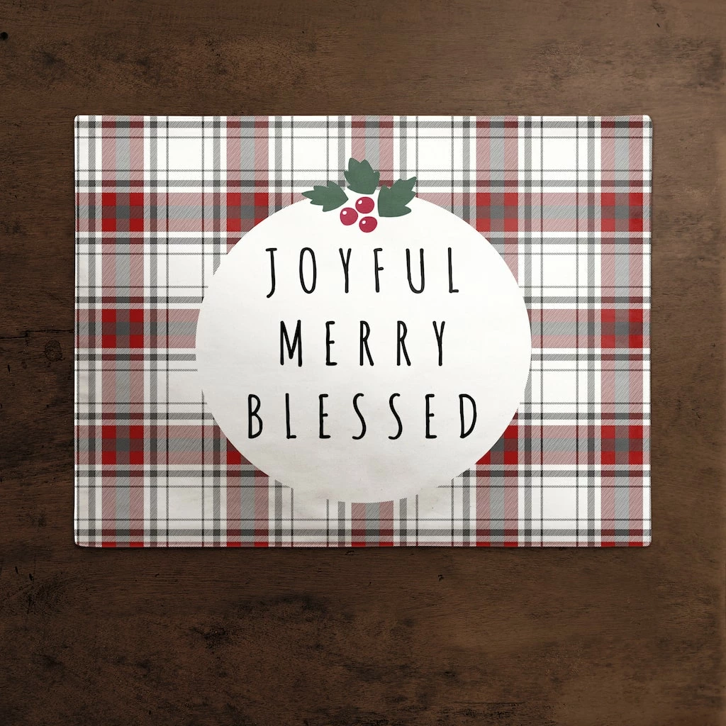 Best Sale π₯ Joyful Merry Blessed 18x14 Cotton Twill Placemat by Designs Direct π - Image 2